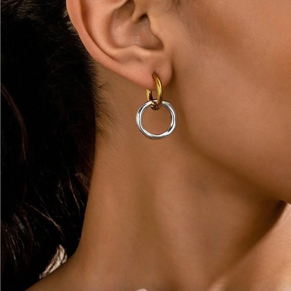 Elegant Gold and Silver Hoop Earrings